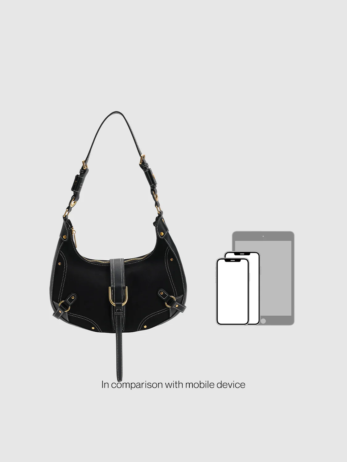 Buckle Detail Crescent Shoulder Bags - Image 7