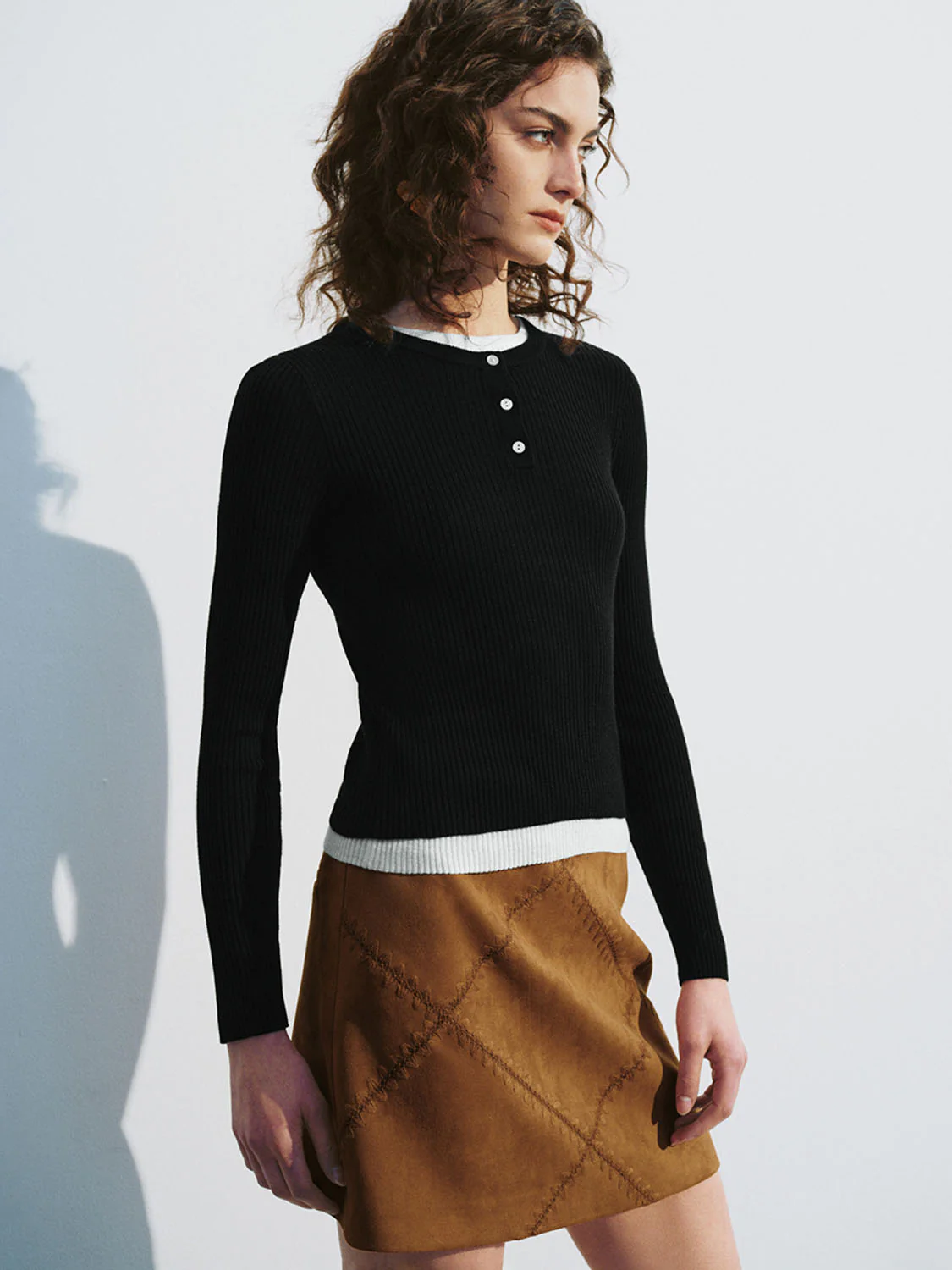 Button Half Placket Knitted T-Shirts - Image 8