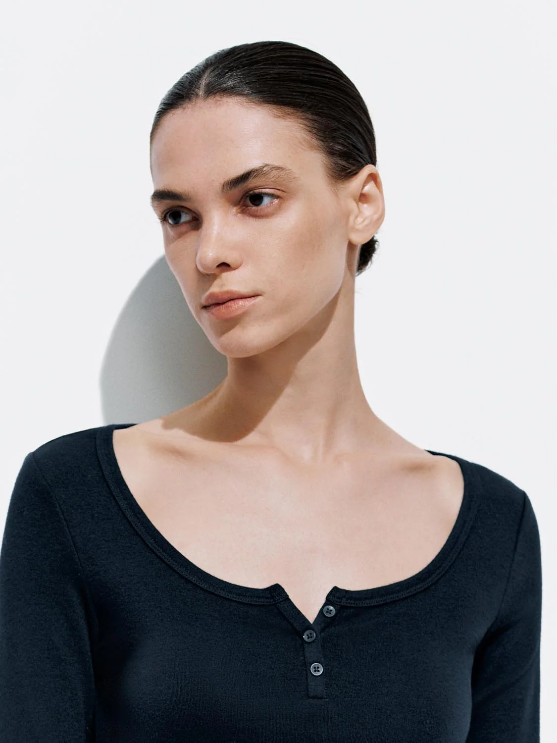 Button-Top Scoop Neck T-Shirt - Image 3