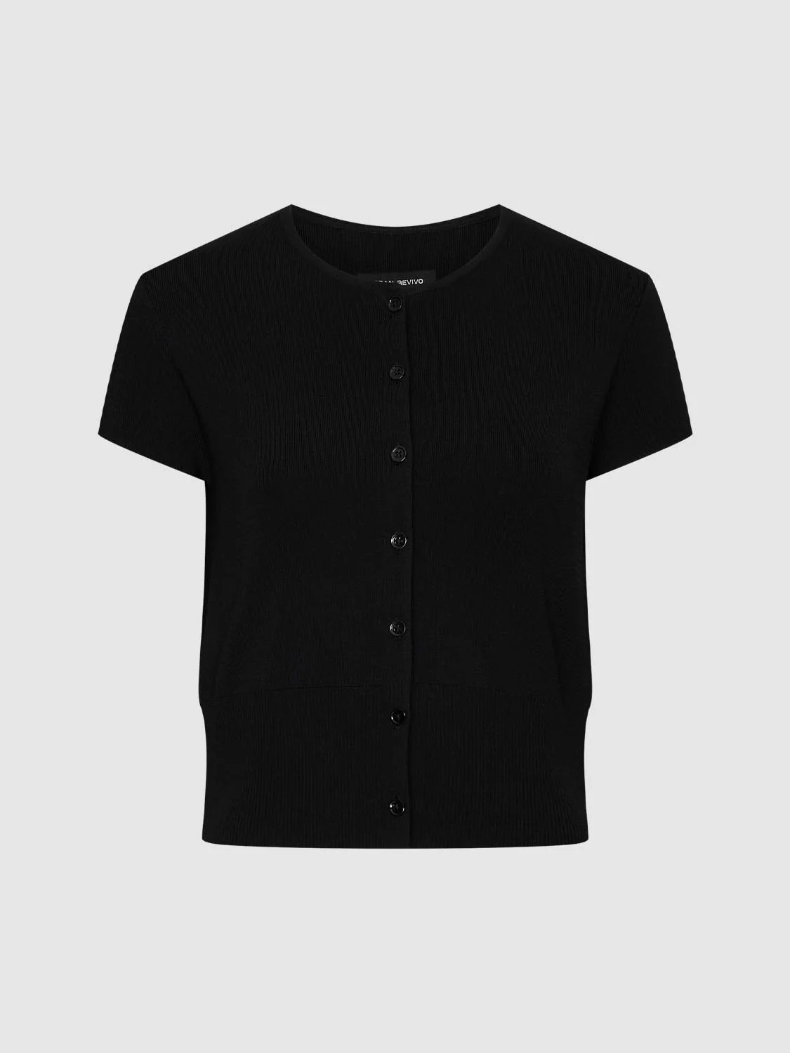 Button Up Cropped Crew Neck T-Shirts - Image 7