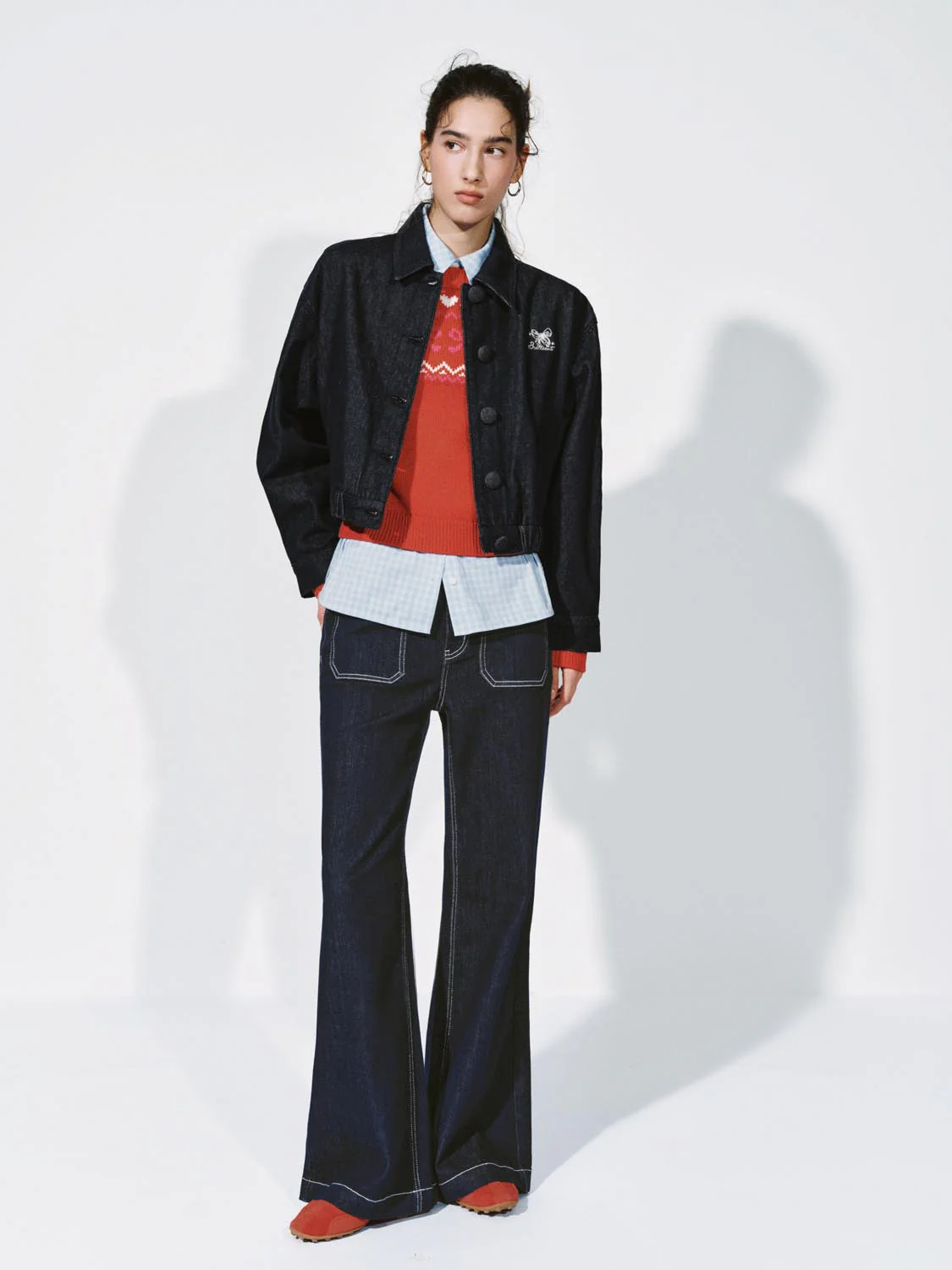 Button Up Denim Bomber Jackets - Image 5