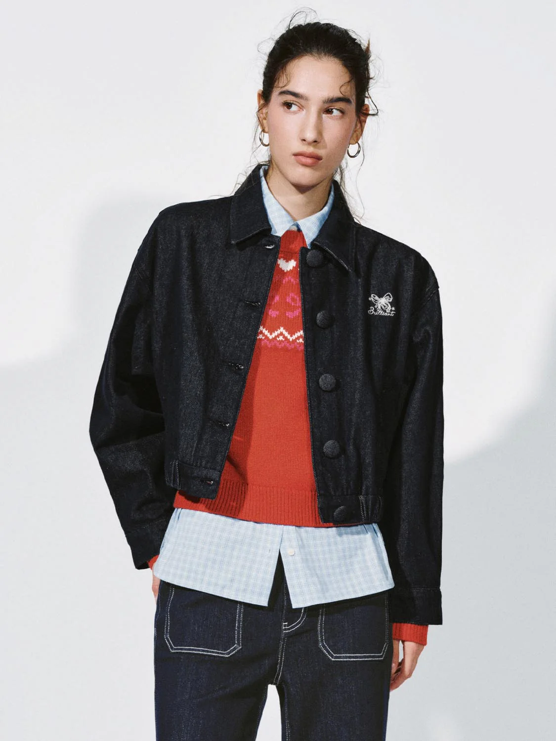 Button Up Denim Bomber Jackets - Image 9