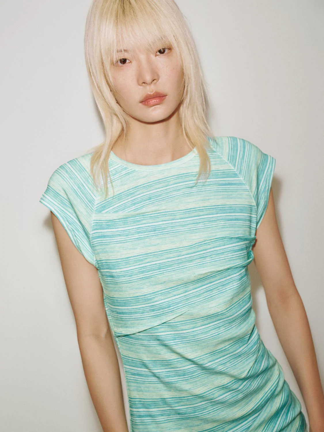 Capped Sleeve Contrast Striped Skinny-Fit T-Shirts - Image 3