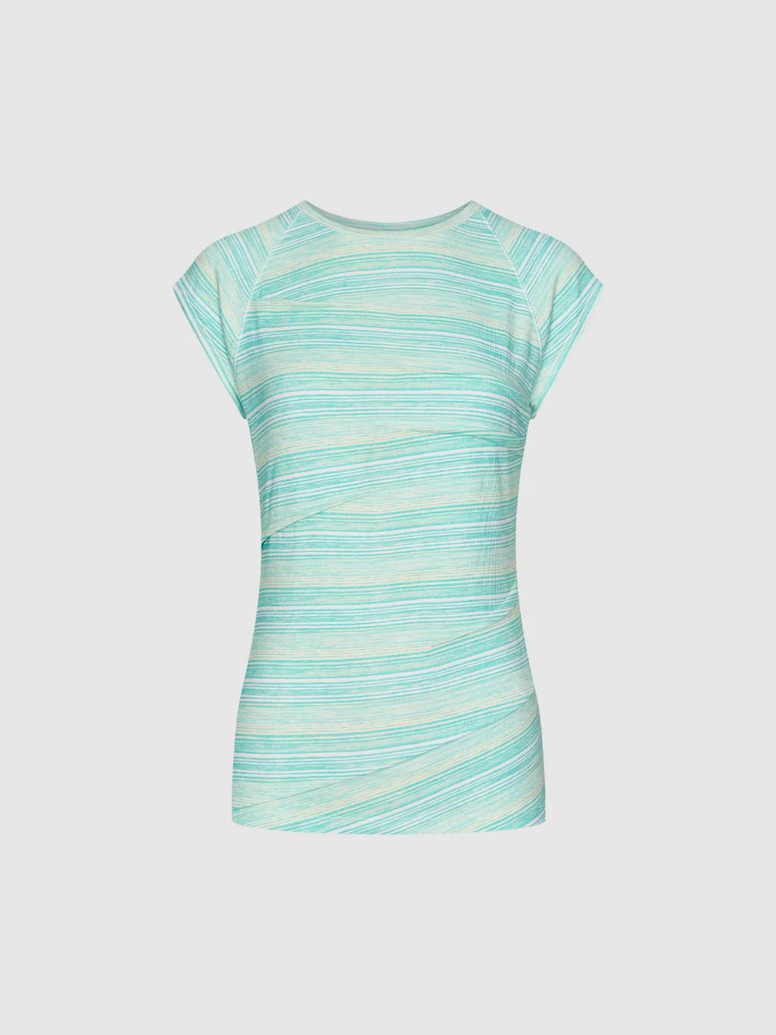 Capped Sleeve Contrast Striped Skinny-Fit T-Shirts - Image 7