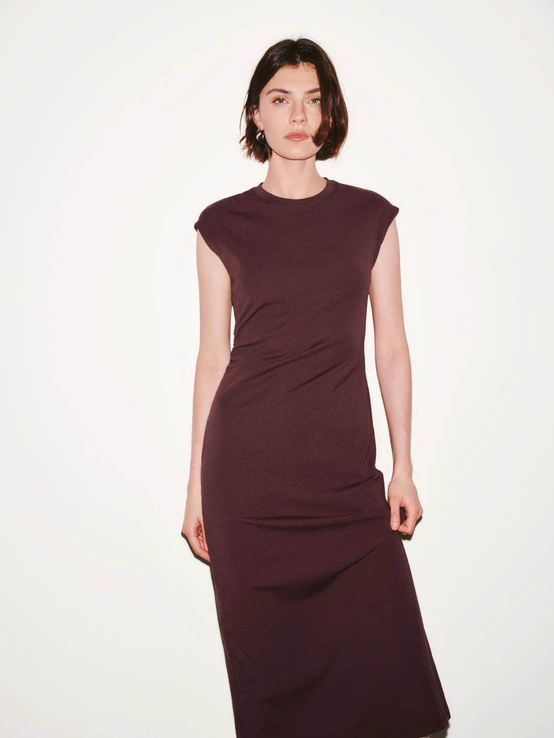 Capped Sleeve Skinny Fit Midi Dresses - Image 20