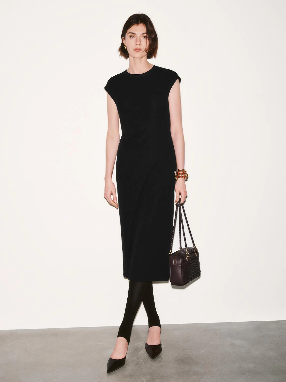 Capped Sleeve Skinny Fit Midi Dresses - Image 9