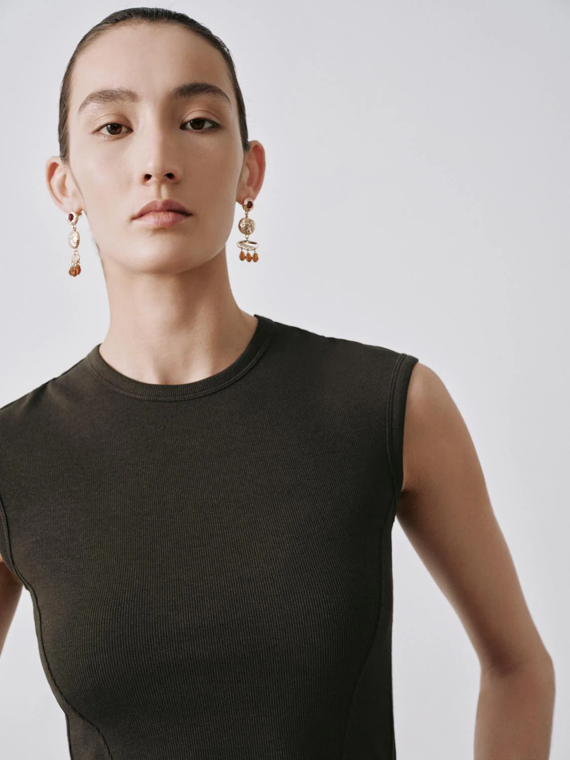 Capped Sleeve Skinny-Fit T-Shirts - Image 11
