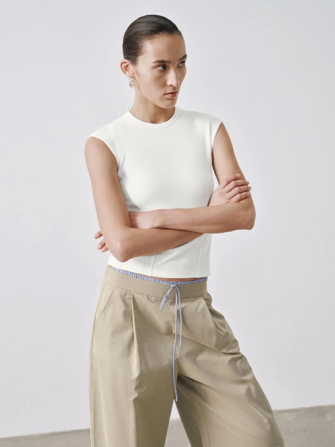 Capped Sleeve Skinny-Fit T-Shirts - Image 17