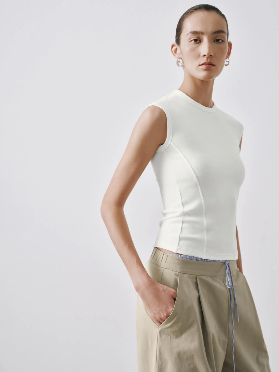 Capped Sleeve Skinny-Fit T-Shirts - Image 18