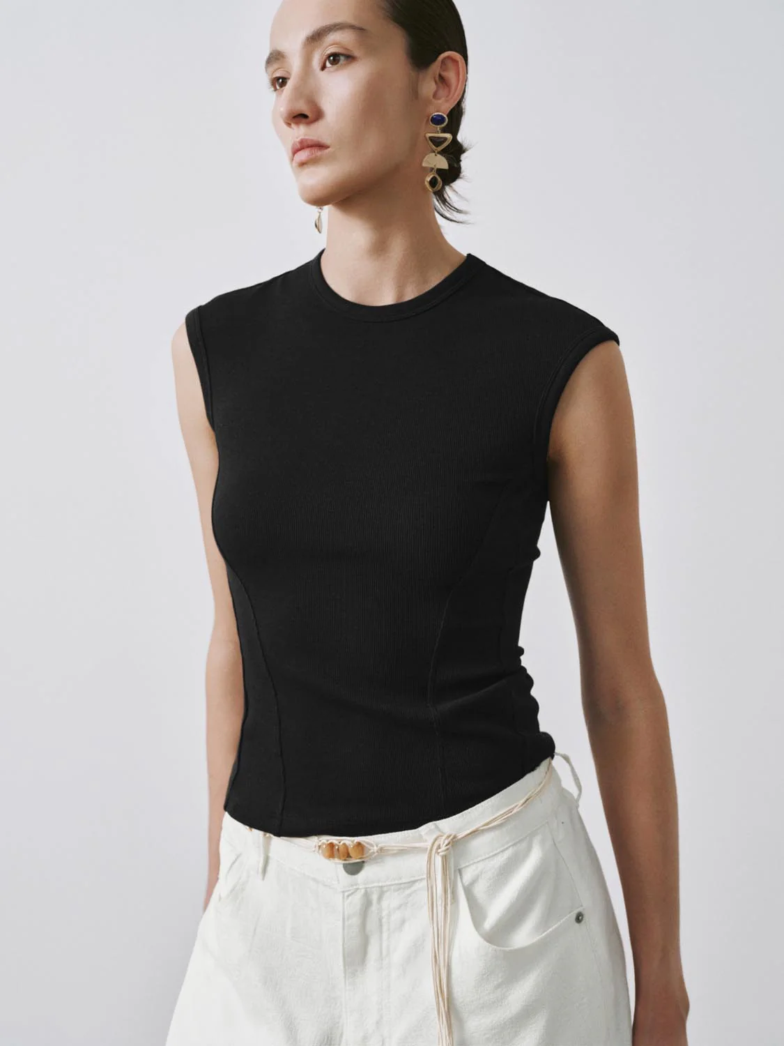 Capped Sleeve Skinny-Fit T-Shirts - Image 2