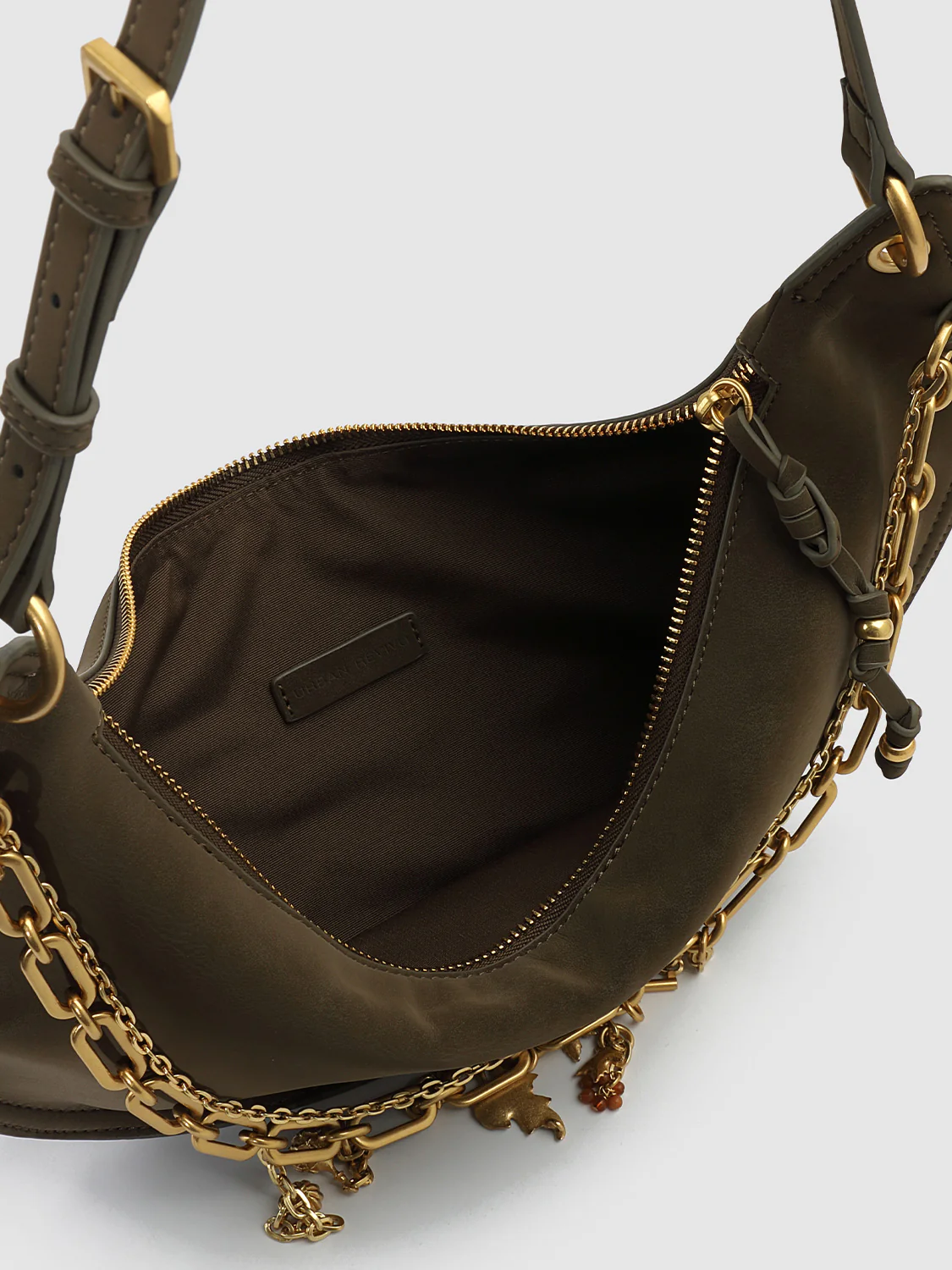 Chain Detail Faux Leather Crescent Shoulder Bags - Image 6