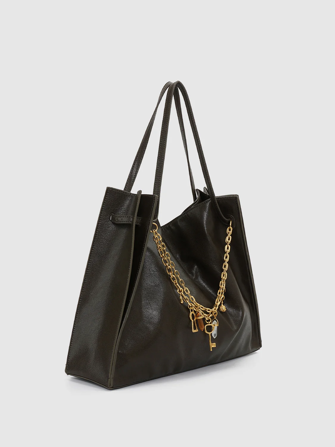 Chain Detail Faux Leather Shoulder Bags - Image 3