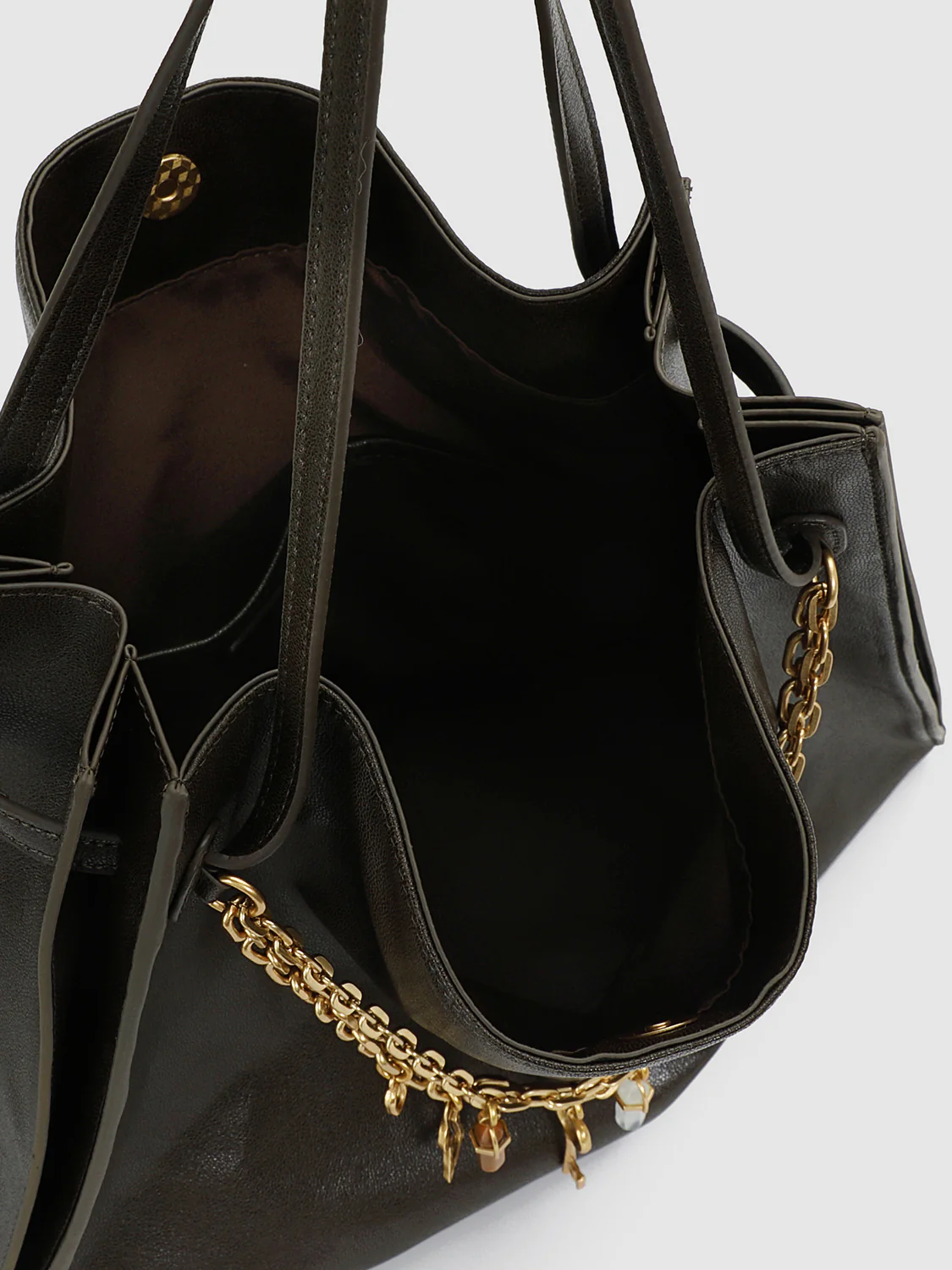 Chain Detail Faux Leather Shoulder Bags - Image 4