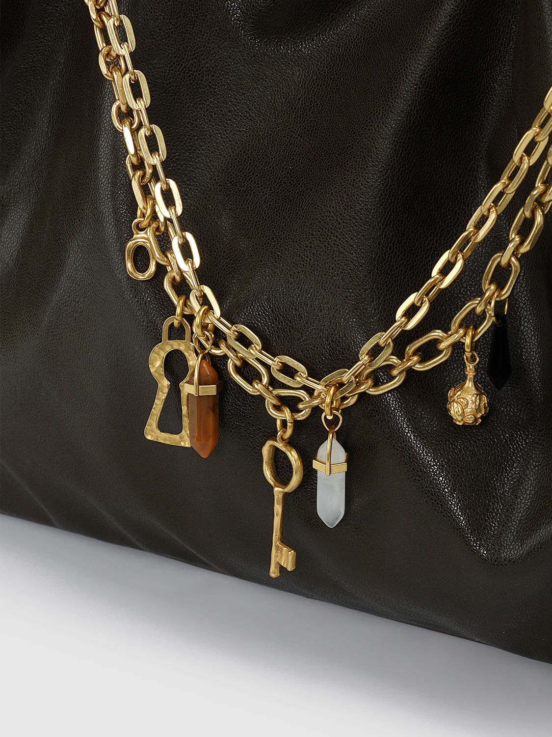 Chain Detail Faux Leather Shoulder Bags - Image 5