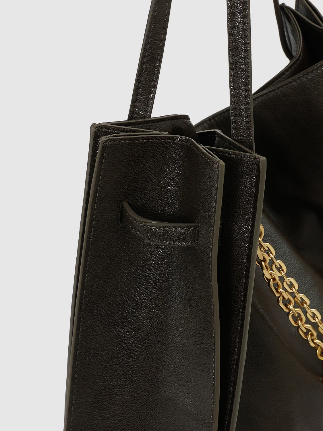 Chain Detail Faux Leather Shoulder Bags - Image 6