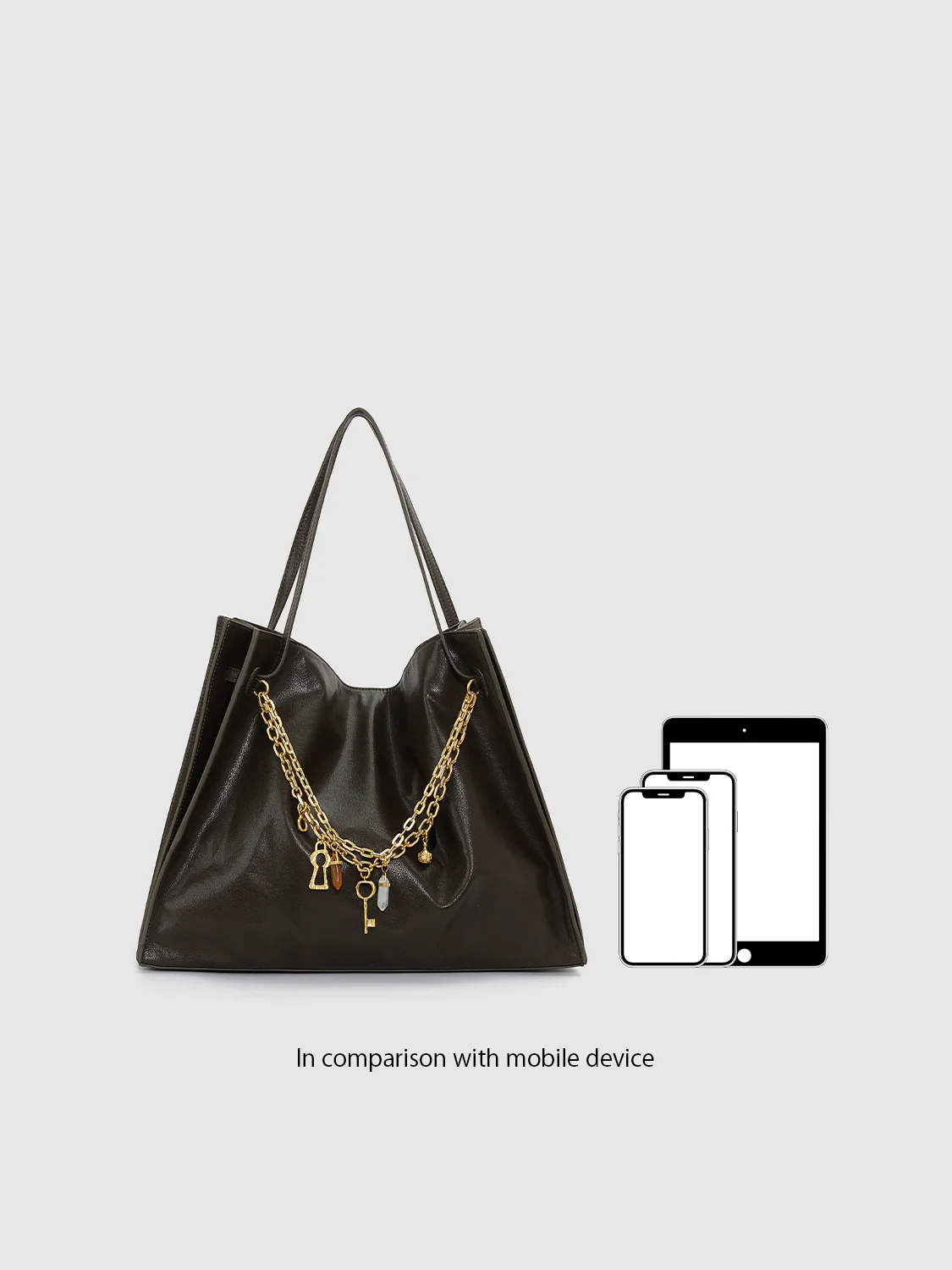 Chain Detail Faux Leather Shoulder Bags - Image 7