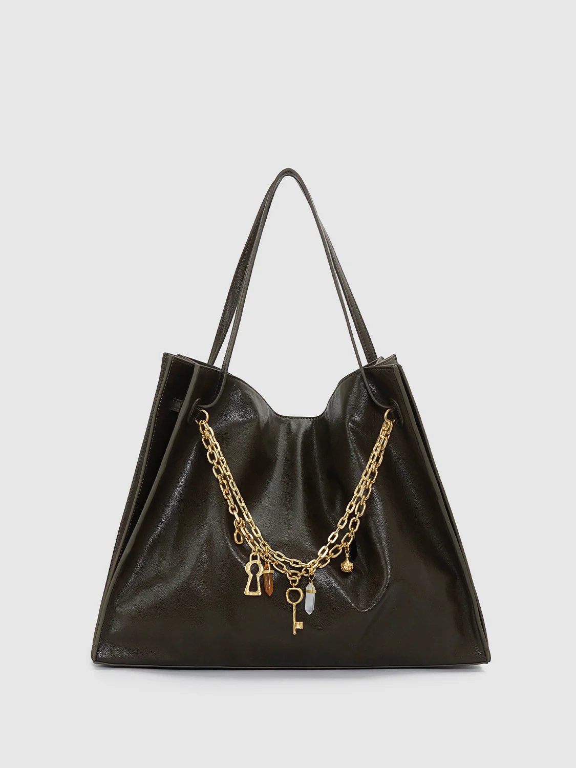 Chain Detail Faux Leather Shoulder Bags - Image 8