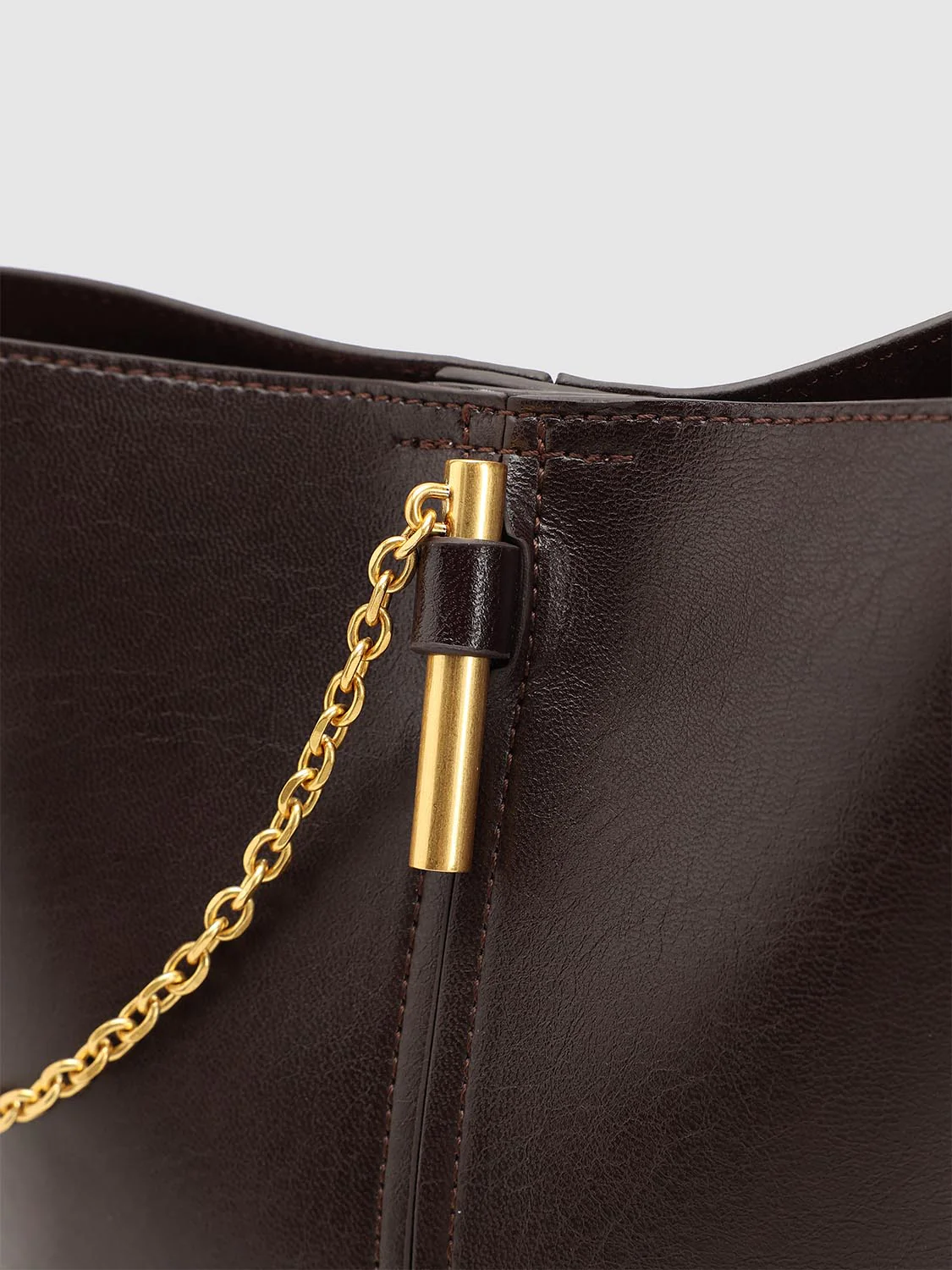 Chain Detail Faux Leather Shoulder Bucket Bags - Image 6