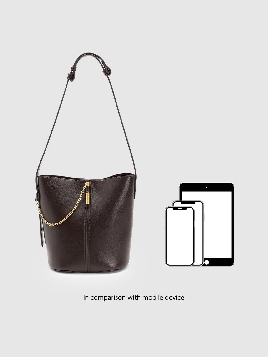 Chain Detail Faux Leather Shoulder Bucket Bags - Image 7
