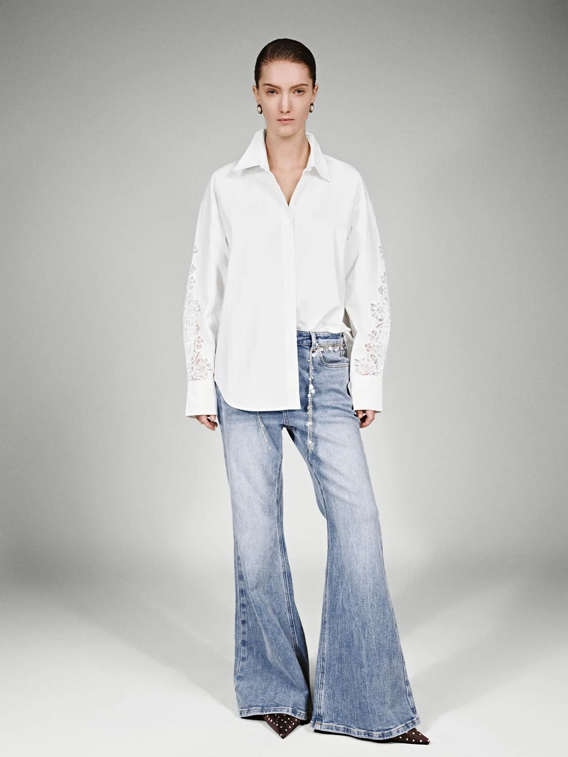 Chain Detail Flare Leg Jeans - Image 7