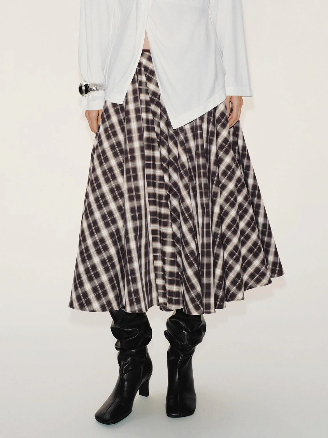 Check A-Line Midi Skirts - Image 9