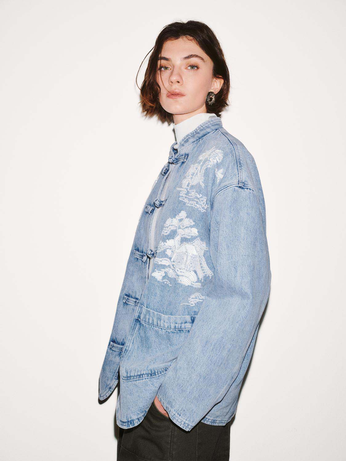 Chinese Frog Button Denim Jackets - Image 2