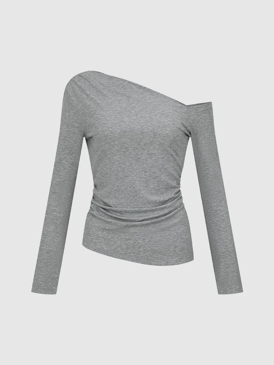 Cinched One Shoulder Long Sleeve T-Shirts - Image 15