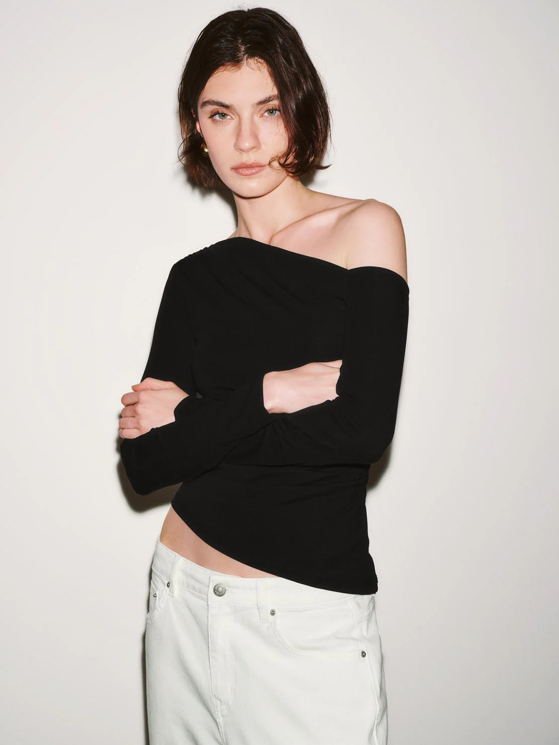 Cinched One Shoulder Long Sleeve T-Shirts - Image 18