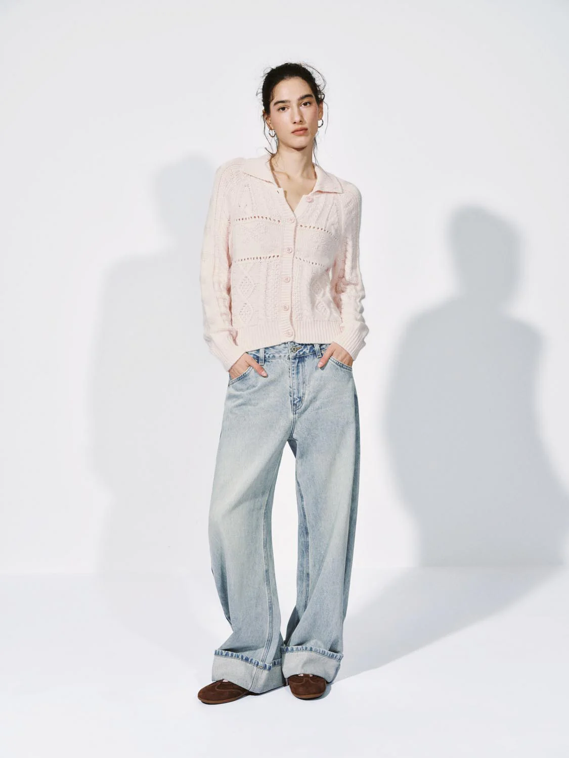 Collared Cable Knitted Cardigan - Image 4