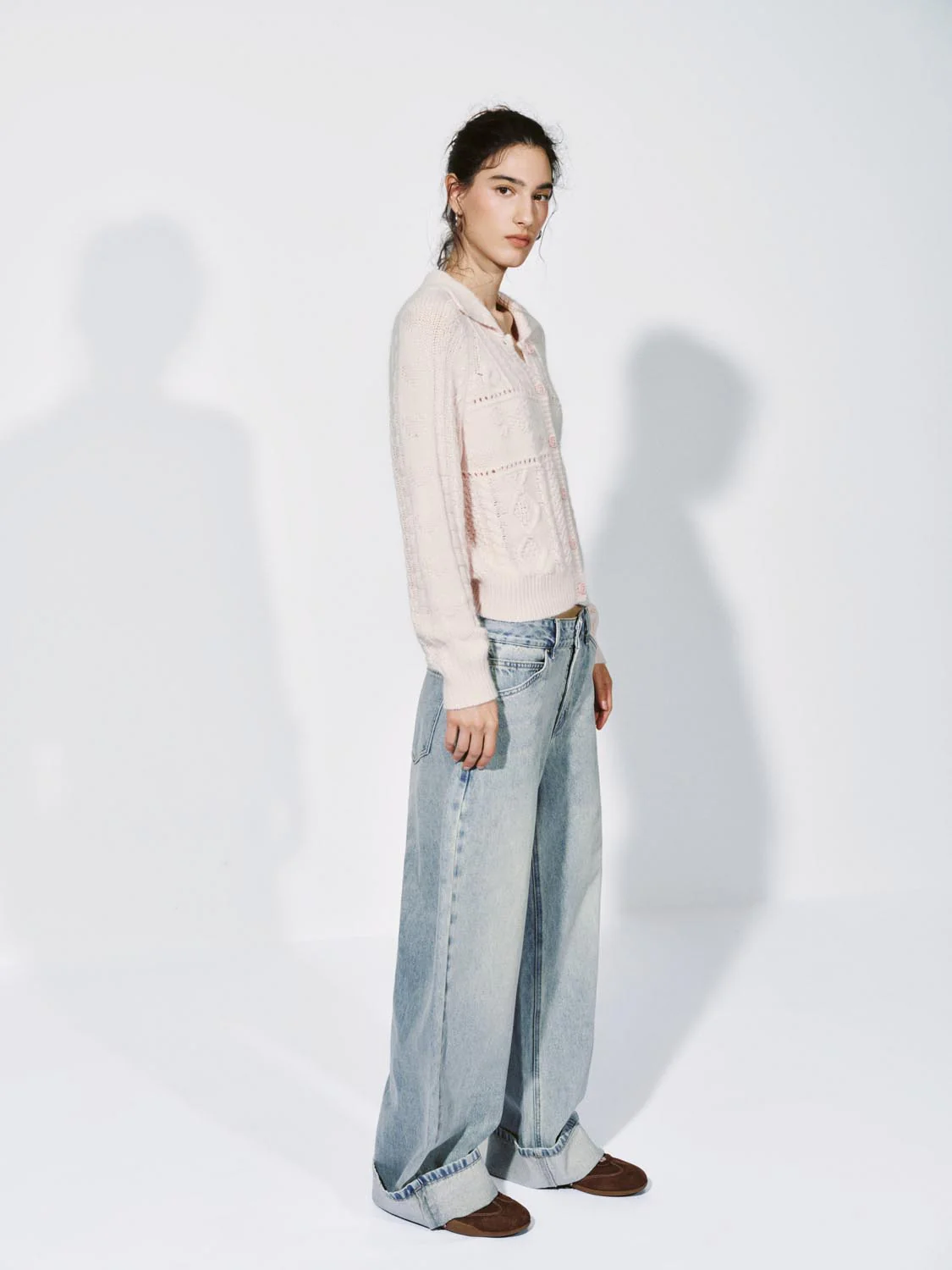 Collared Cable Knitted Cardigan - Image 5