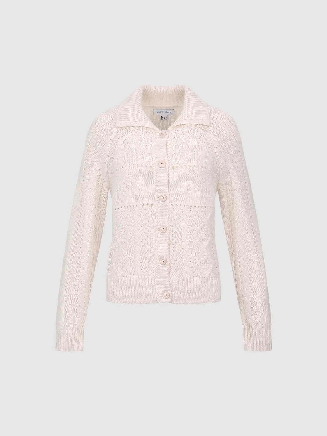 Collared Cable Knitted Cardigan - Image 7