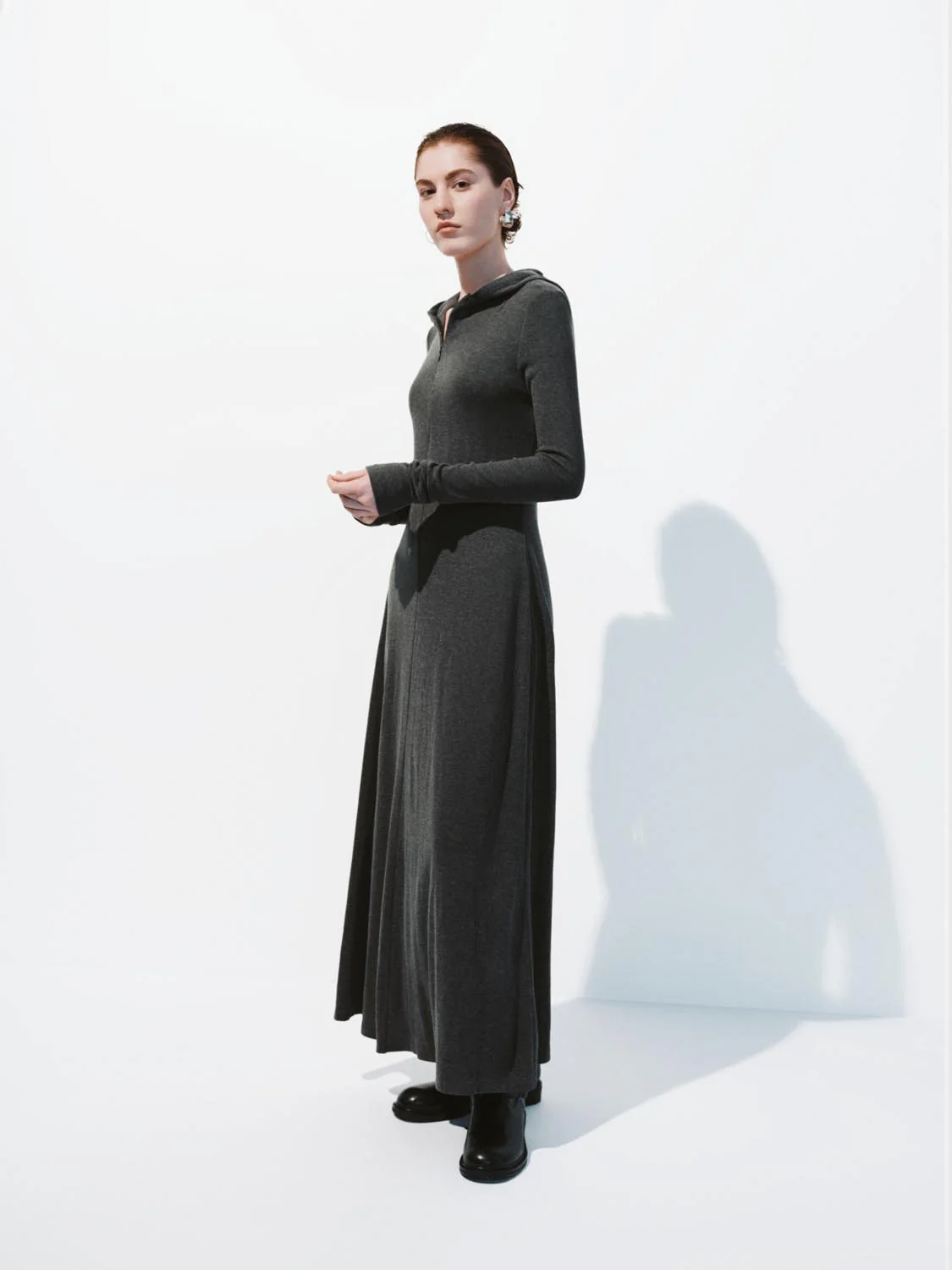 Collared Long Sleeve Maxi Dresses - Image 4