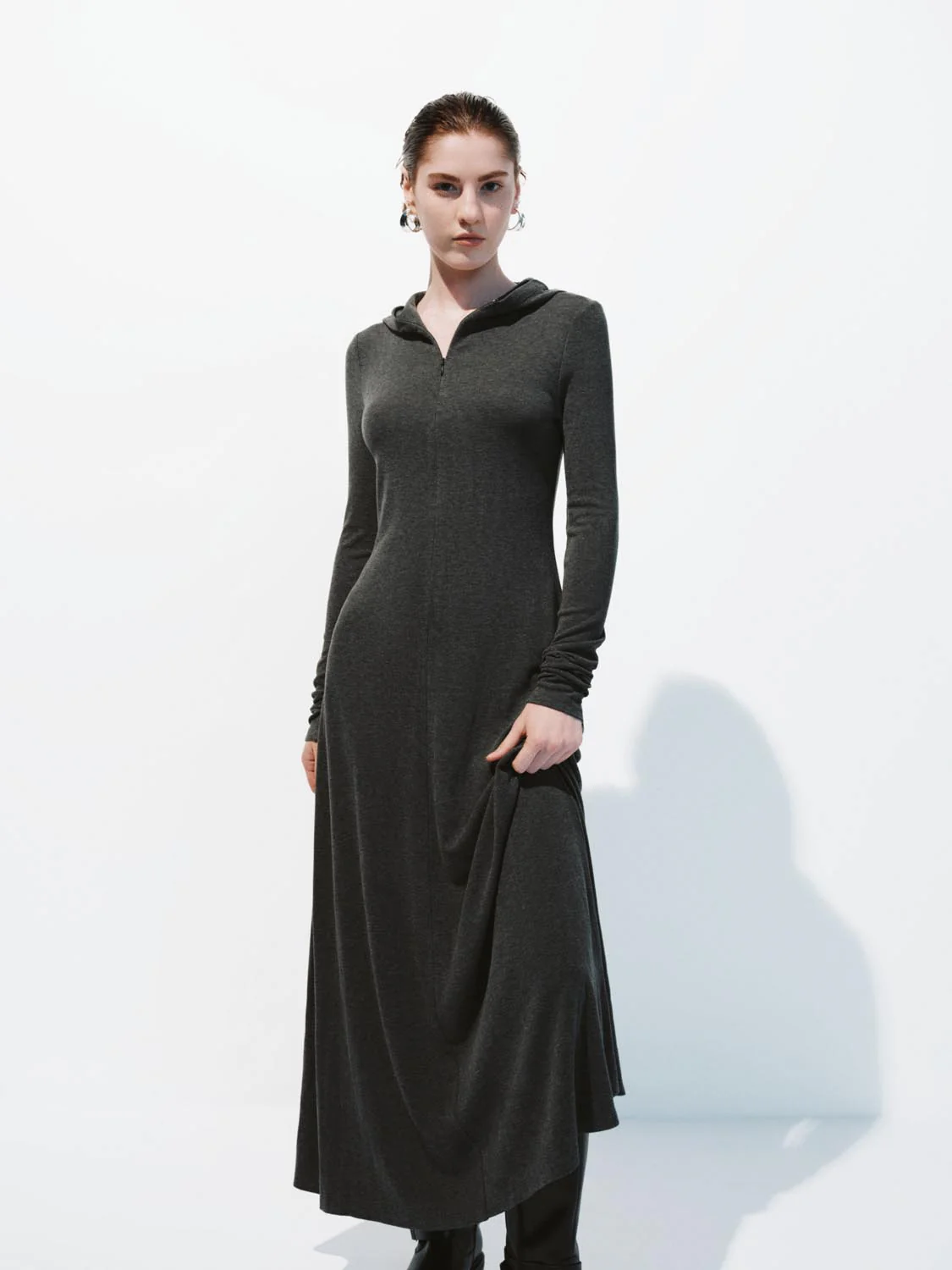 Collared Long Sleeve Maxi Dresses - Image 5