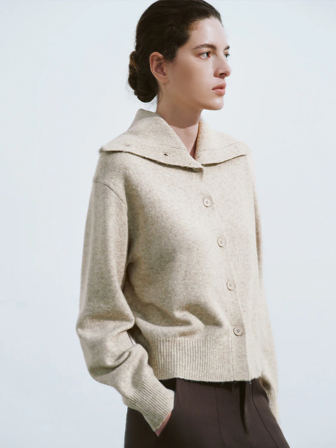 Collared Neck Loose Knitted Cardigan - Image 14