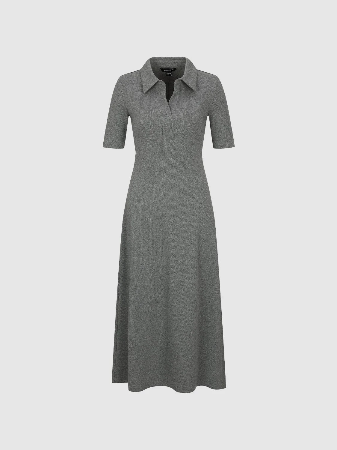 Collared Short Sleeve A-Line Midi Dresses - Image 7