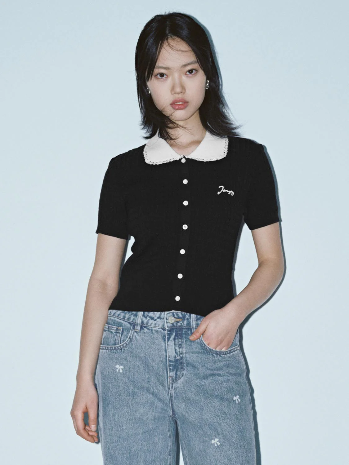 Collared Short Sleeve Knitted Cardigans