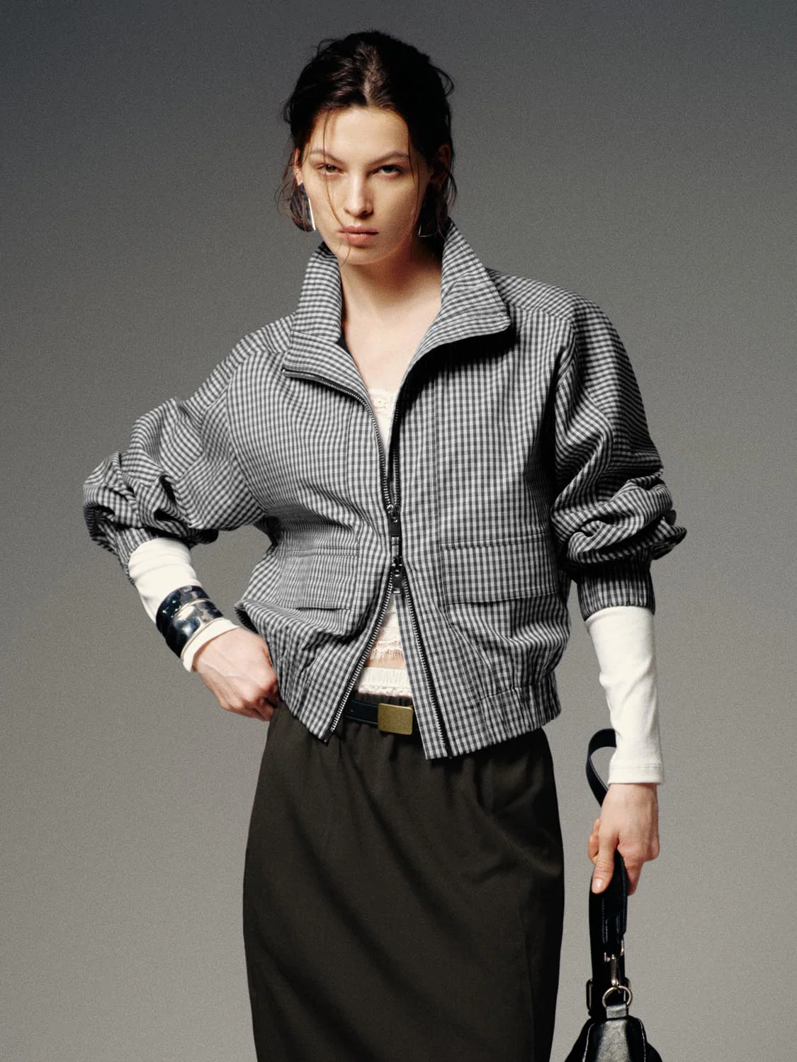Contrast Check Bomber Jackets