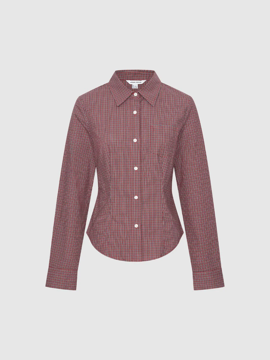 Contrast Check Cropped Nipped Waist Shirts - Image 7