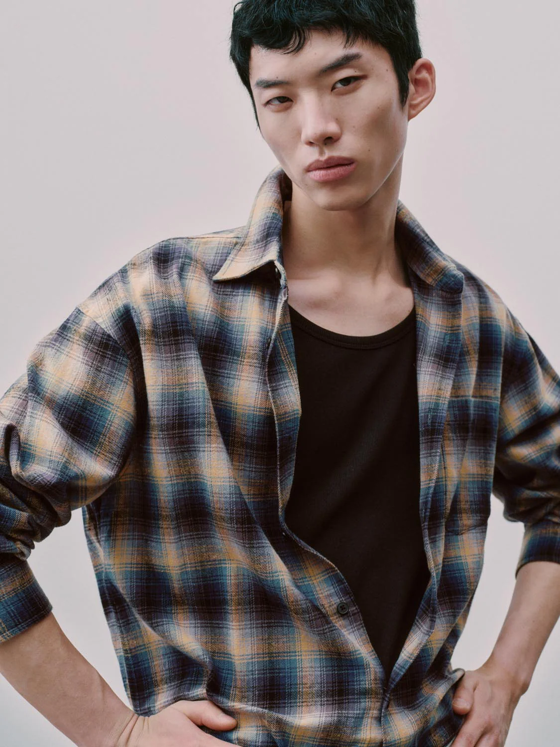 Contrast Check Loose Fit Shirts - Image 3