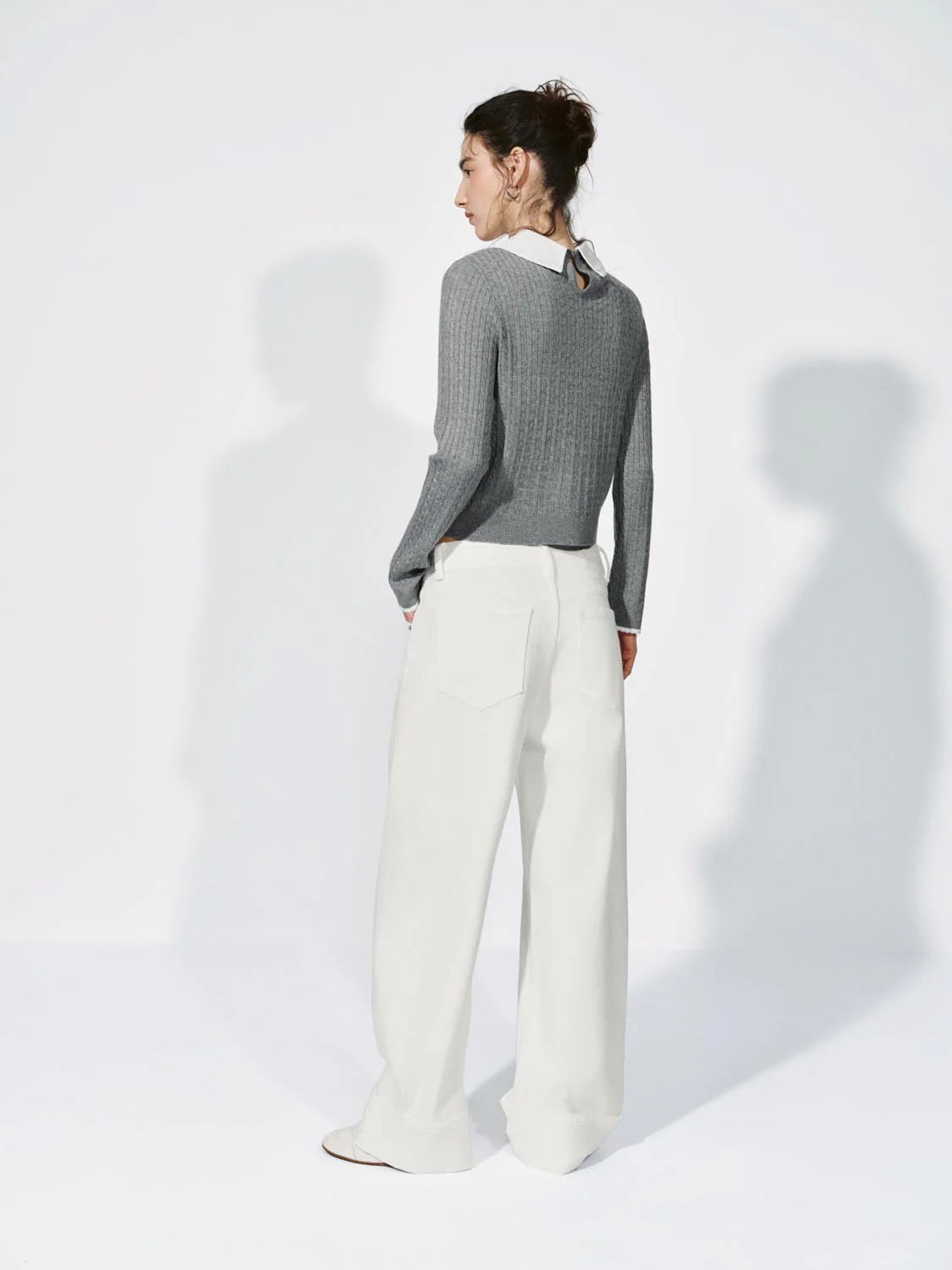 Contrast Collar Long Sleeve Knitted T-Shirts - Image 6