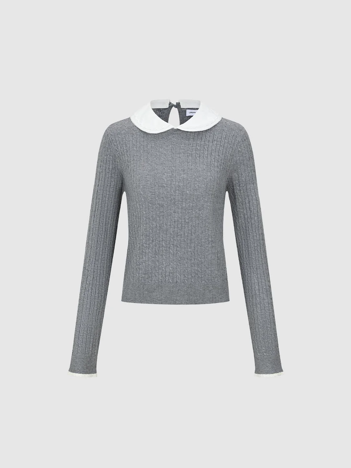 Contrast Collar Long Sleeve Knitted T-Shirts - Image 7