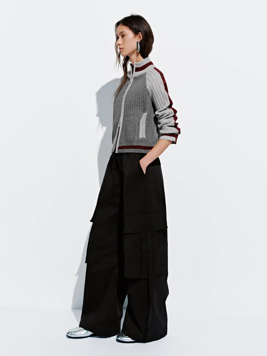 Contrast Full Zip Knitted Cardigans - Image 13