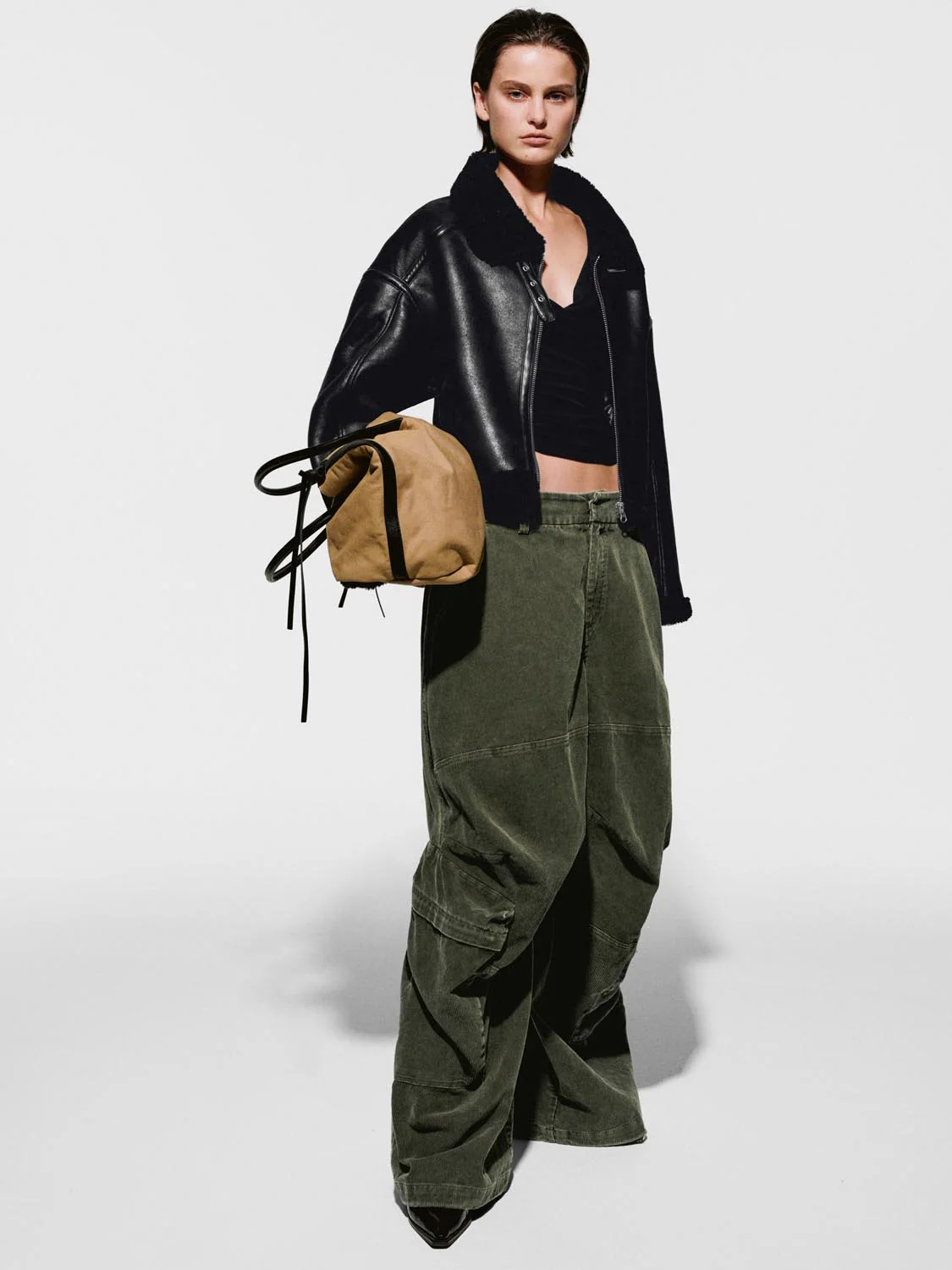 Contrast Hem Faux Leather Jackets - Image 13
