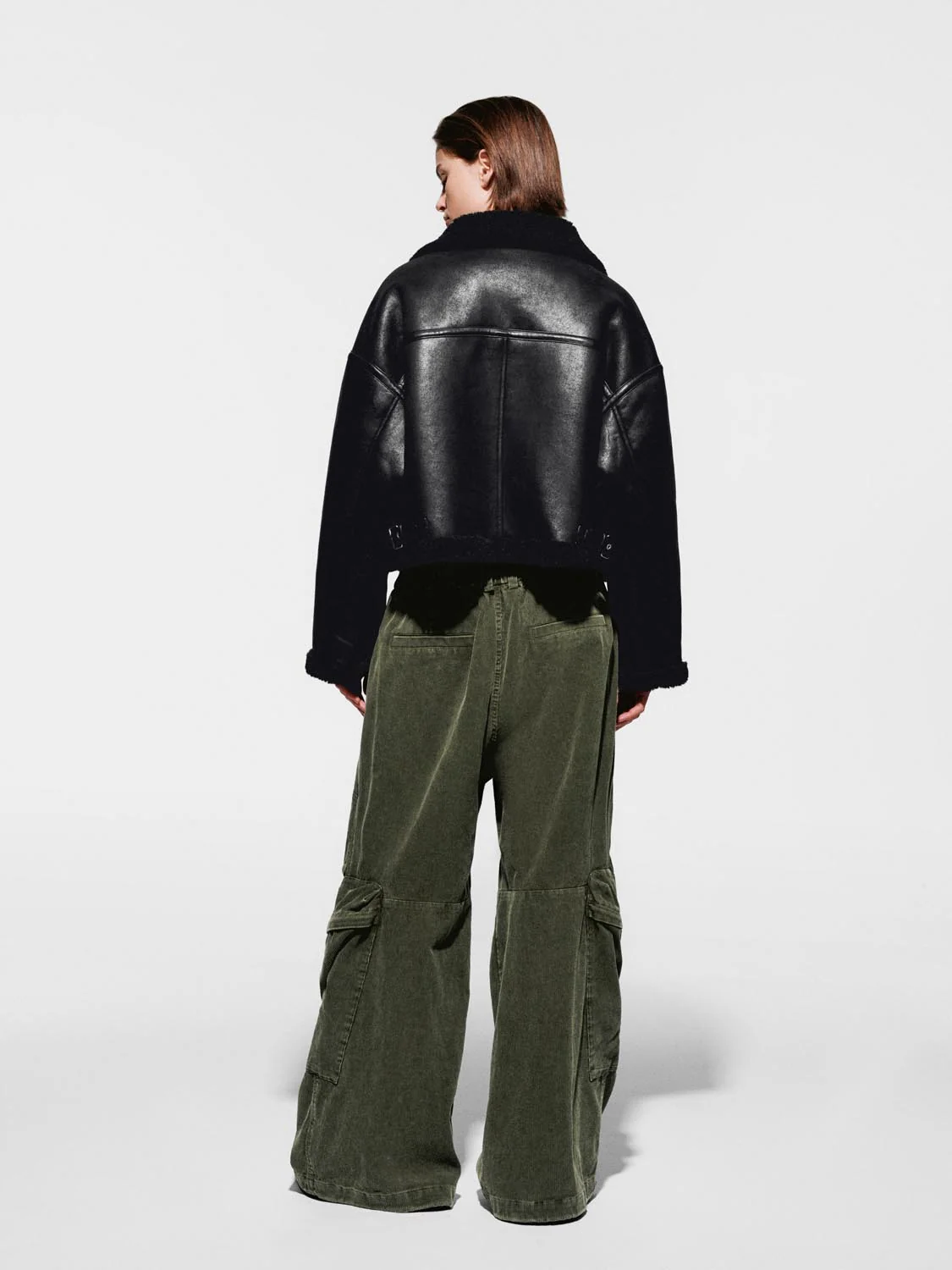 Contrast Hem Faux Leather Jackets - Image 14