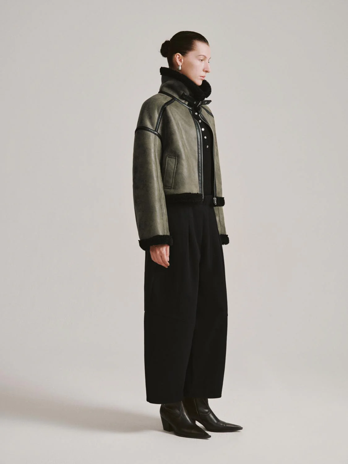 Contrast Hem Faux Leather Jackets - Image 5