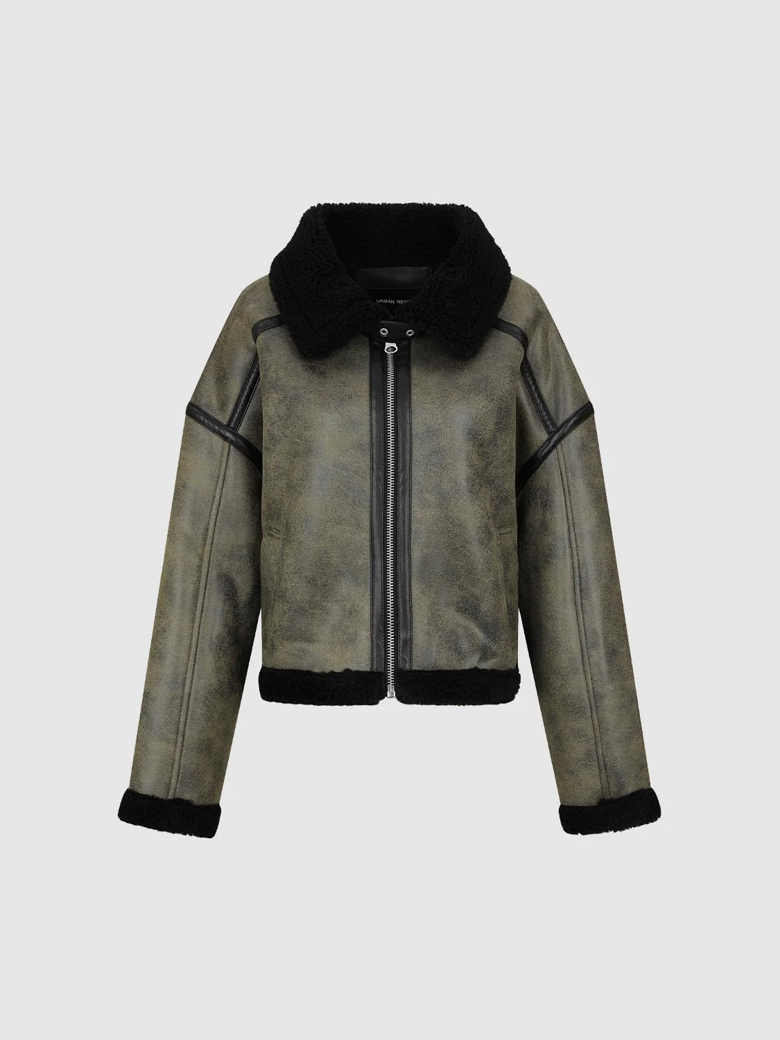 Contrast Hem Faux Leather Jackets - Image 7