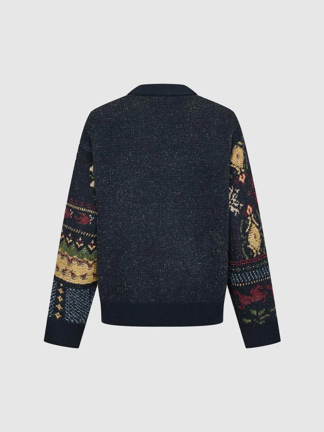 Contrast Intarsia Long Sleeve Knitted T-Shirts - Image 2