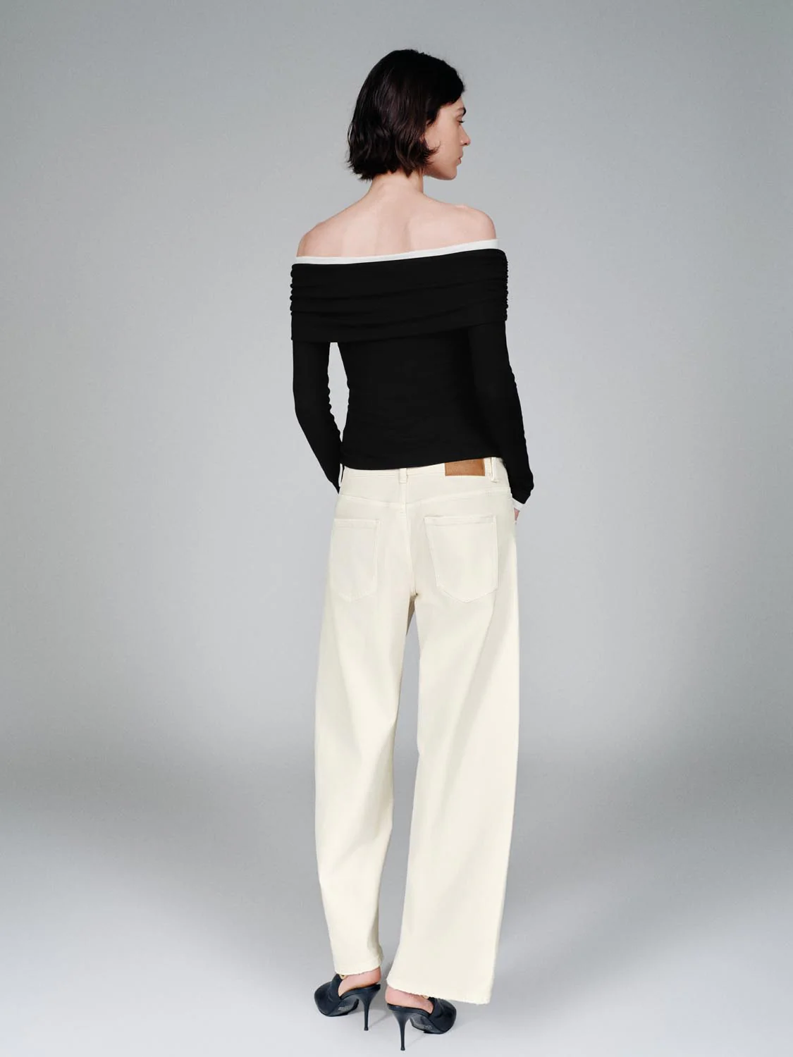 Contrast Off Shoulder Long Sleeve T-Shirts - Image 6