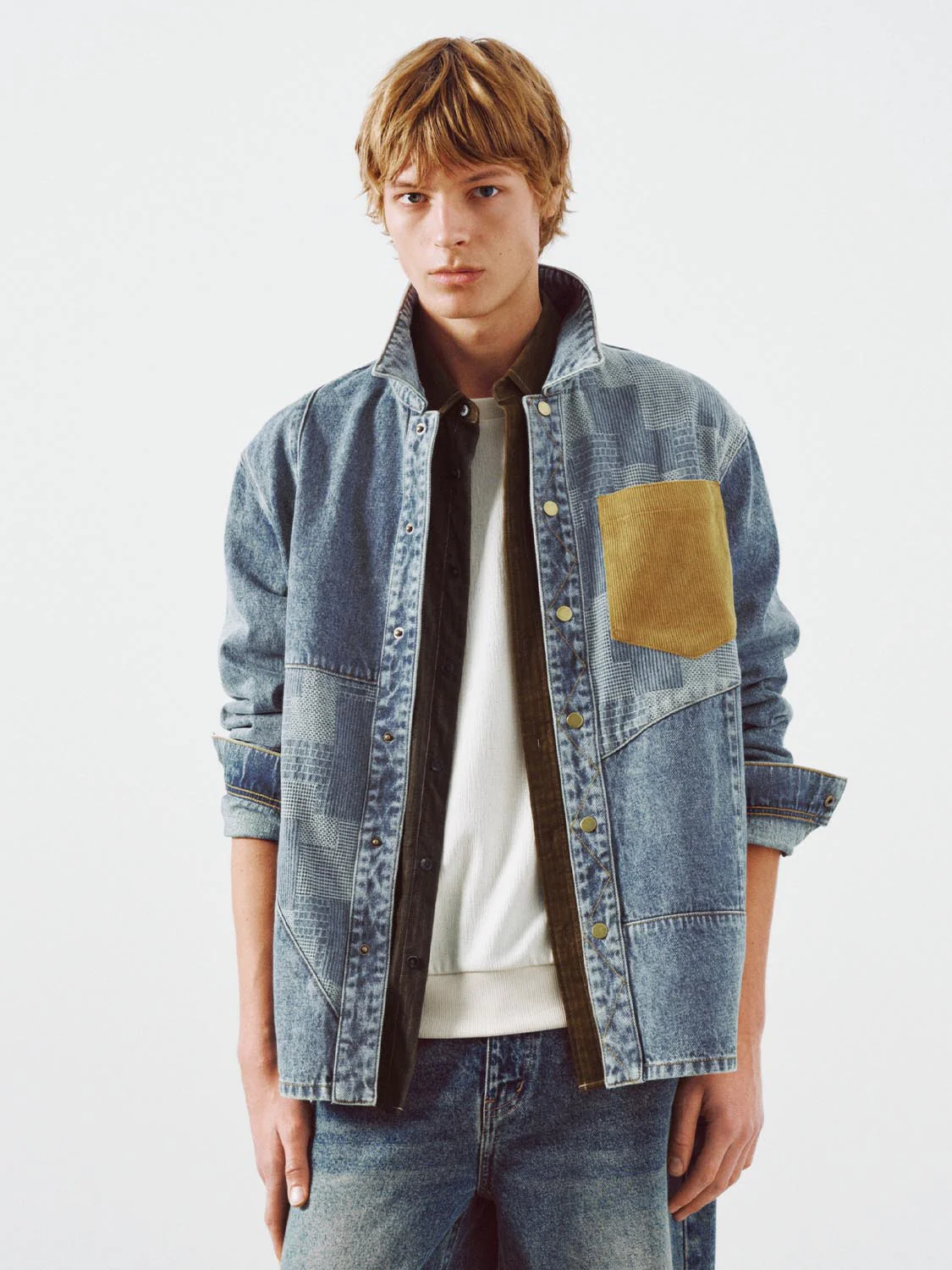 Contrast Patch Denim Shirts - Image 9