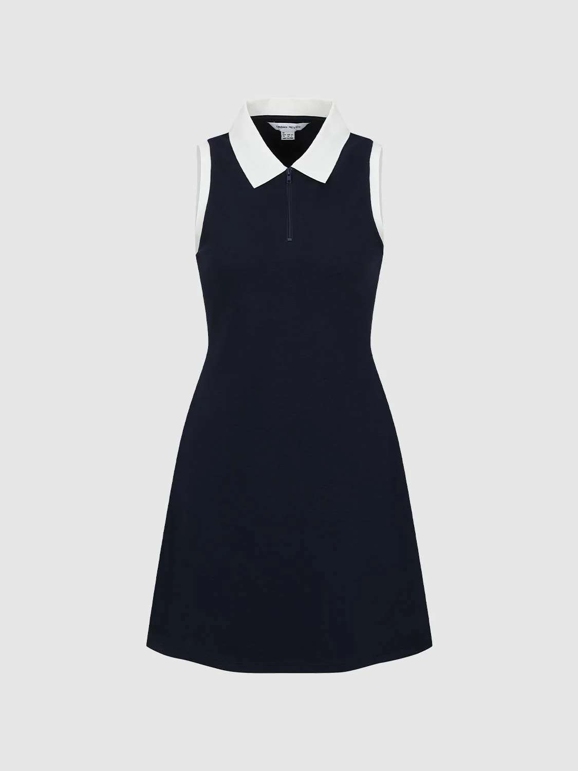 Contrast Polo Neck Sleeveless A-Line Midi Dresses - Image 15